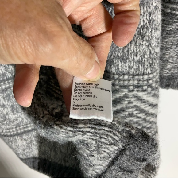 Maryline Italian Made Wool Blend Grey & White Tunic Length Button-Up Sweater LG - Picture 16 of 16